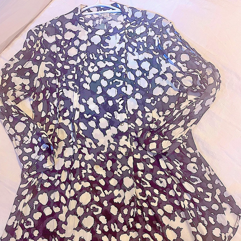 Country Road blouse navy leopard print